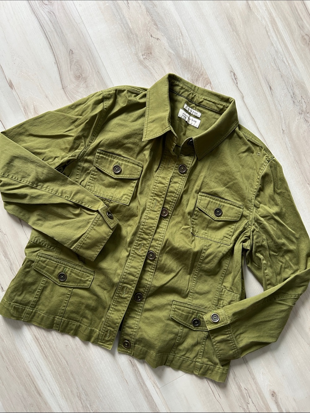 Jones New York Olive Utility Button-Front Jacket